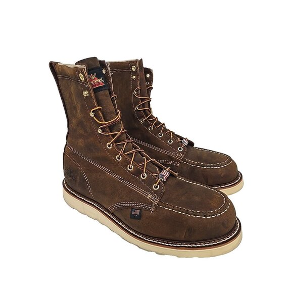 Thorogood Men's 8" Steel Toe Wedge Sole Work Boot (U.S.A.) 804-4478 Brown 12D - Picture 1 of 7